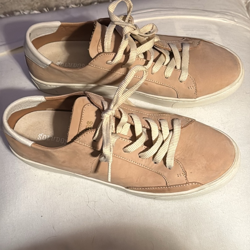 Soludos The Ibiza classic sneaker leather Women's champagne white Sneakers‎ 9.5 - Picture 7 of 16